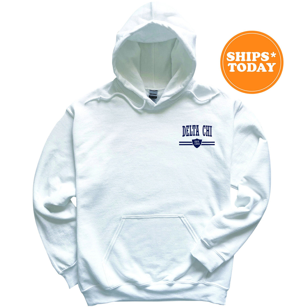 a white hoodie with the words delta on it